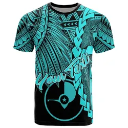 Yap Micronesia Custom Personalised T-Shirt - Tribal Wave Tattoo Neon Blue
