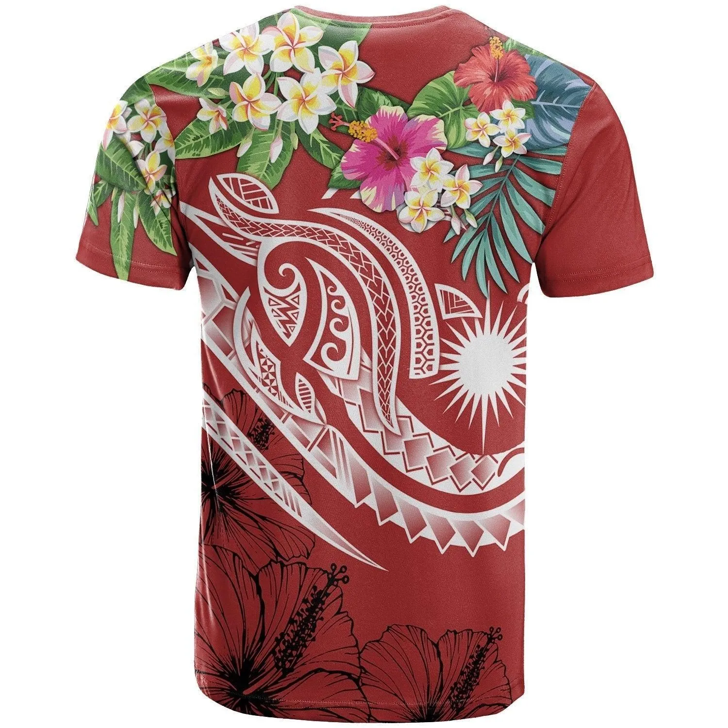 Marshall Islands Polynesian T shirt - Summer Plumeria Red