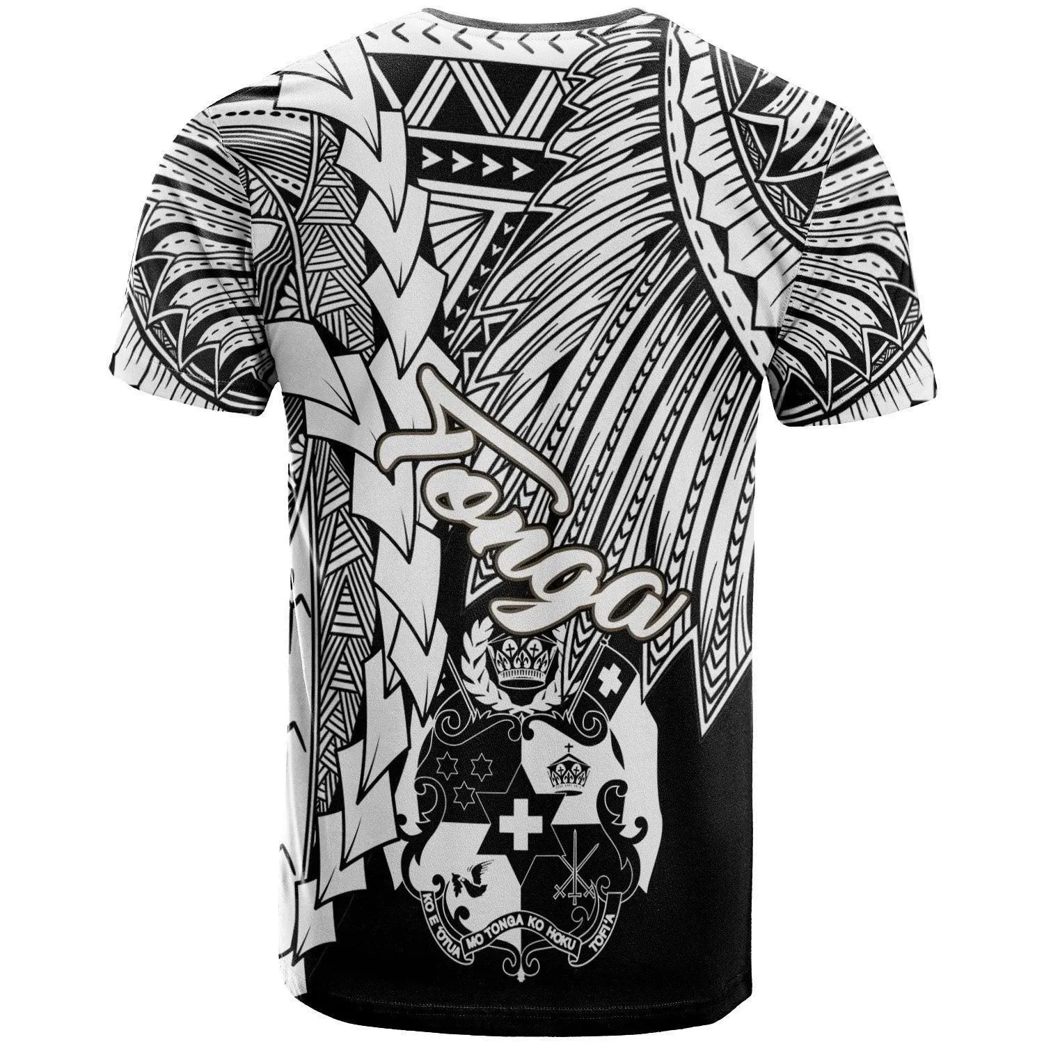 Tonga Polynesian Custom Personalised T shirt - Tribal Wave Tattoo White