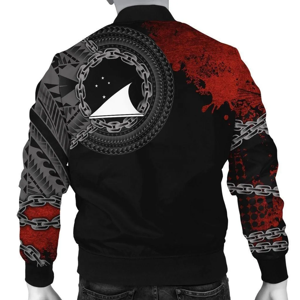 Tokelau Polynesian Personalised Mens Bomber Jacket - Polynesian Chain Style