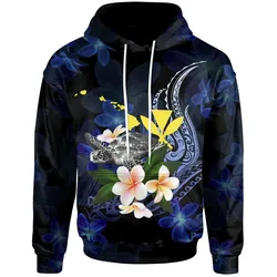 Polynesian Hawaii Hoodie - Turtle With Plumeria Flowers
