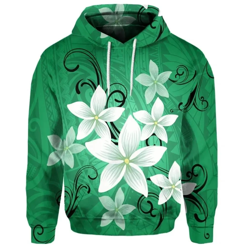 Alohawaii Hoodie - (Personalised) Hawaiian Plumeria Polynesian Hoodie - Green - AH - J4R