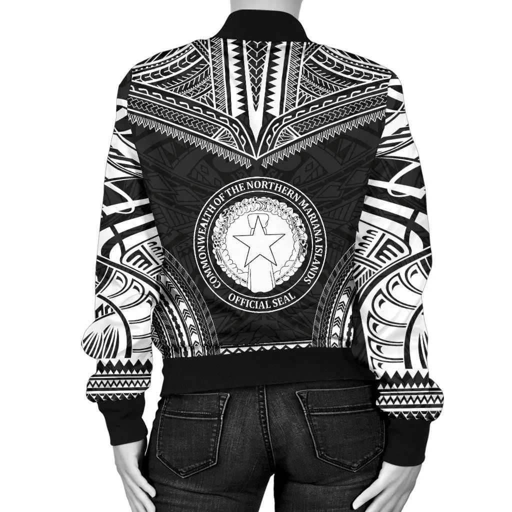 FamilyGaterJacket - Bomber Jacket Northern Mariana Islands Polynesian Chief - Black Version - Bn10