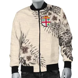 Fiji Mens Bomber Jacket - The Beige Hibiscus
