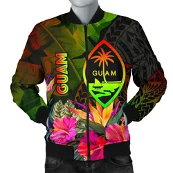 Guam Polynesian Men's Bomber Jacket -  Hibiscus and Banana Leaves - BN15