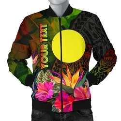 Palau Polynesian Personalised Men's Bomber Jacket -  Hibiscus and Banana Leaves - BN15