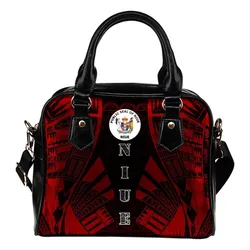 Niue Shoulder Handbag - Polynesian Tattoo Red