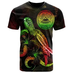 American Samoa Polyneisan T shirt - Turtle With Blooming Hibiscus Reggae