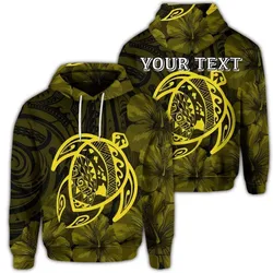 (Personalised) Hawaiian Map Turtle Kanaka Hibiscus Polynesian Hoodie - Yellow