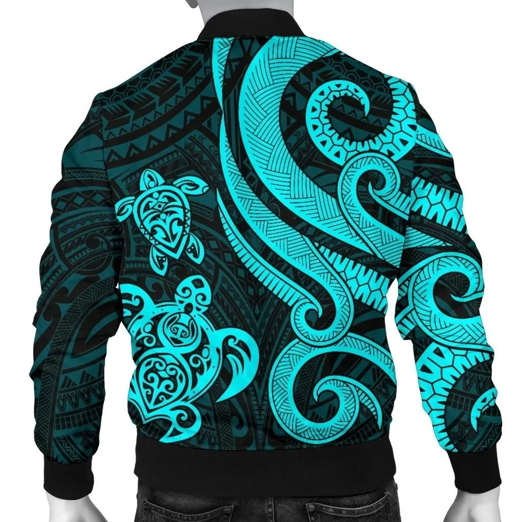 FamilyGater Jacket - Bomber Jacket Polynesian Hawaii (Kanaka Maoli) - Blue Tentacle Turtle - BN11