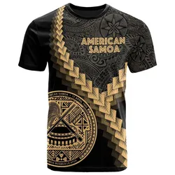 American Samoa T Shirt - American Samoa Coat Of Arms With Polynesian Tattoo Gold