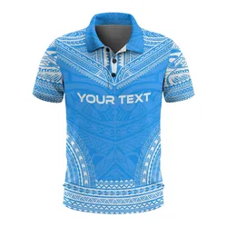 Palau Custom Personalised Polo Shirt - Palau Seal Polynesian Chief Tattoo Blue Version