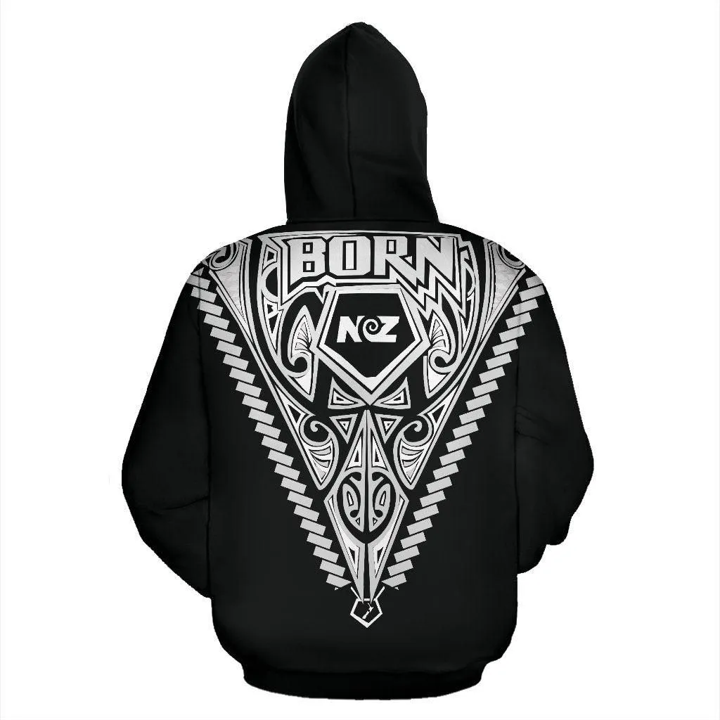 Born New Zealand Hoodie - Polynesian Tattoo White