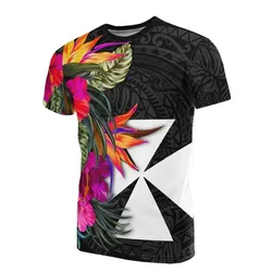 Wallis And Futuna T-Shirt - Hibiscus Polynesian Pattern - BN39