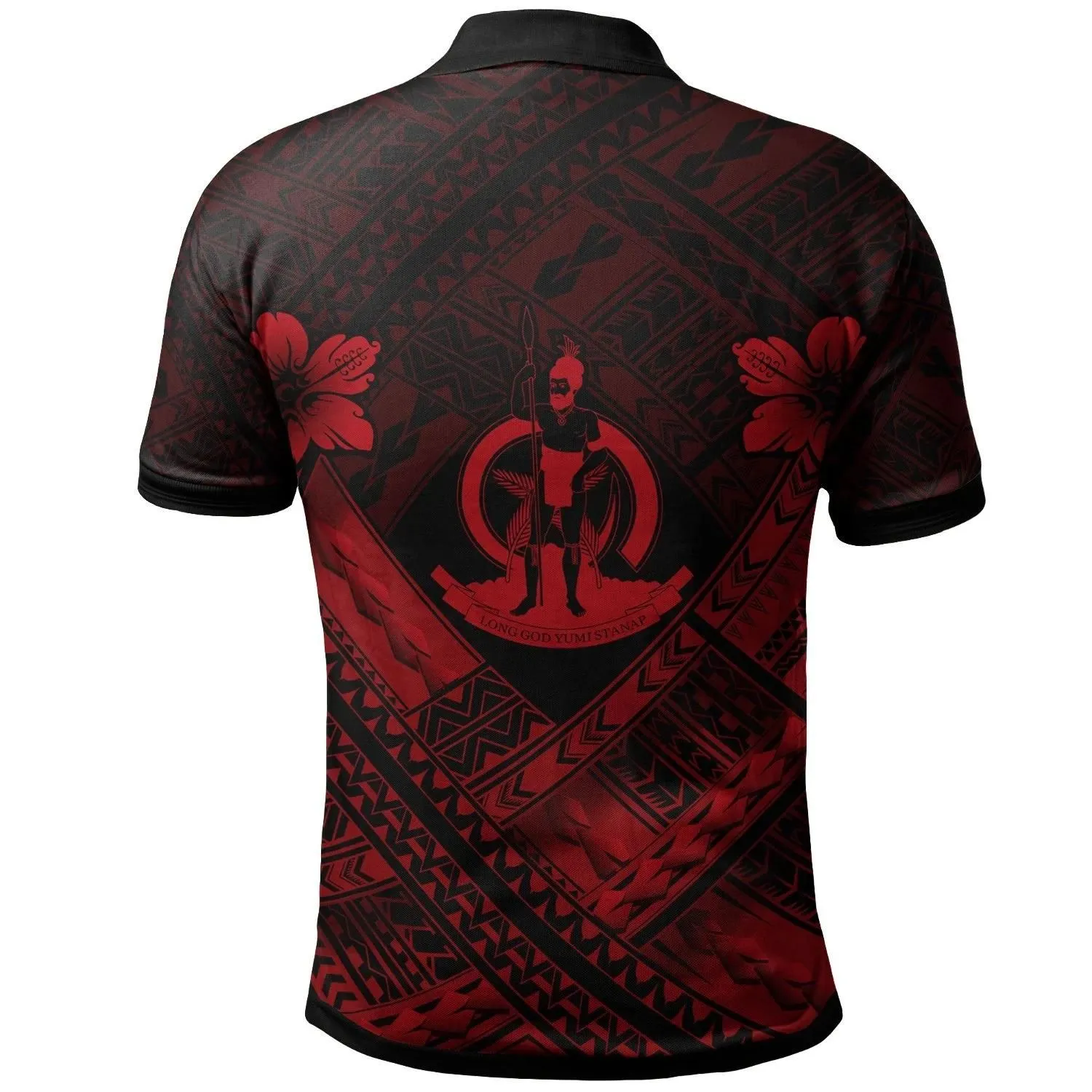 Vanuatu Custom Polynesian Polo Shirt - Vanuatu Red Seal Camisole Hibiscus Style - BN18