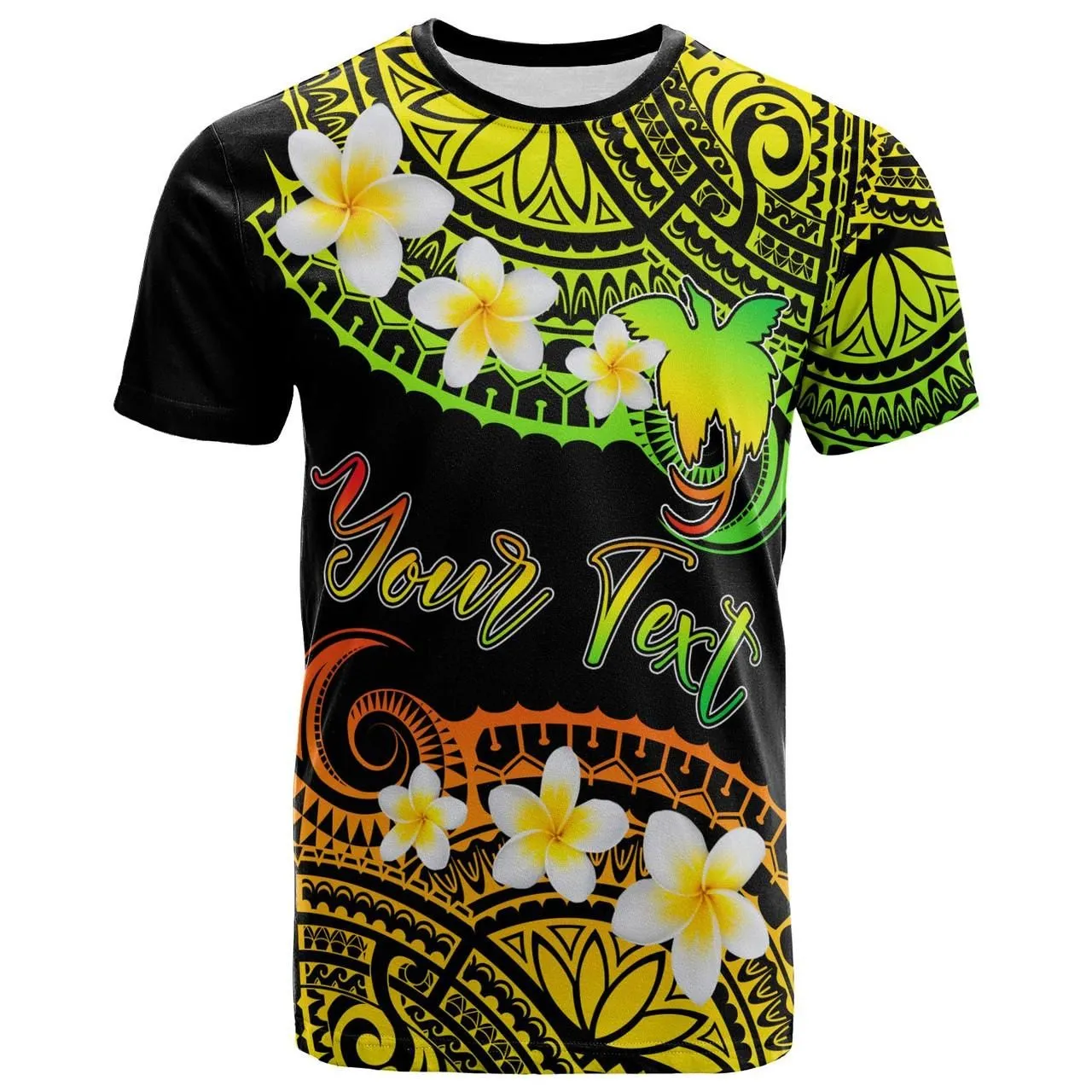 Papua New Guinea Custom Personalised T-Shirt - Plumeria Polynesian Vibe Reggae