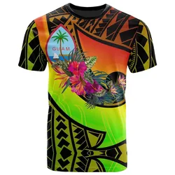 Guam T shirt - Polynesian Hook and Hibiscus (Raggae)