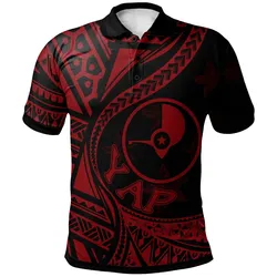 Yap Polo Shirt - Plumeria Flowers Red Version