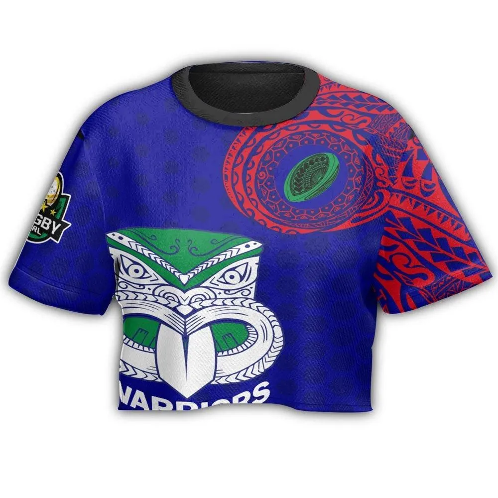 Vibe Hoodie Clothing - (Custom) New Zealand Warriors Polynesian Tattoo Style Croptop T Shirt