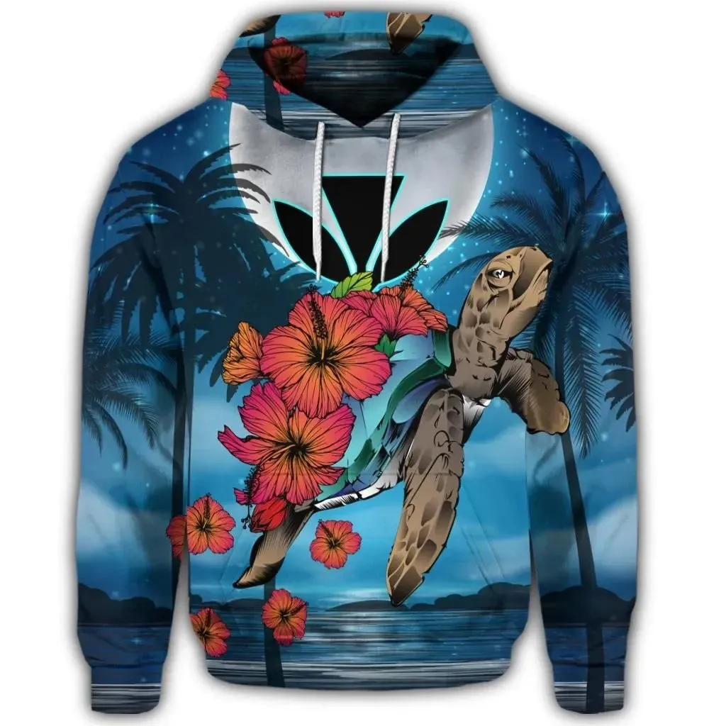 Alohawaii Hoodie - Hawaiian Turtle Kanaka Hibiscus Stary Night Hoodie - AH - J4R