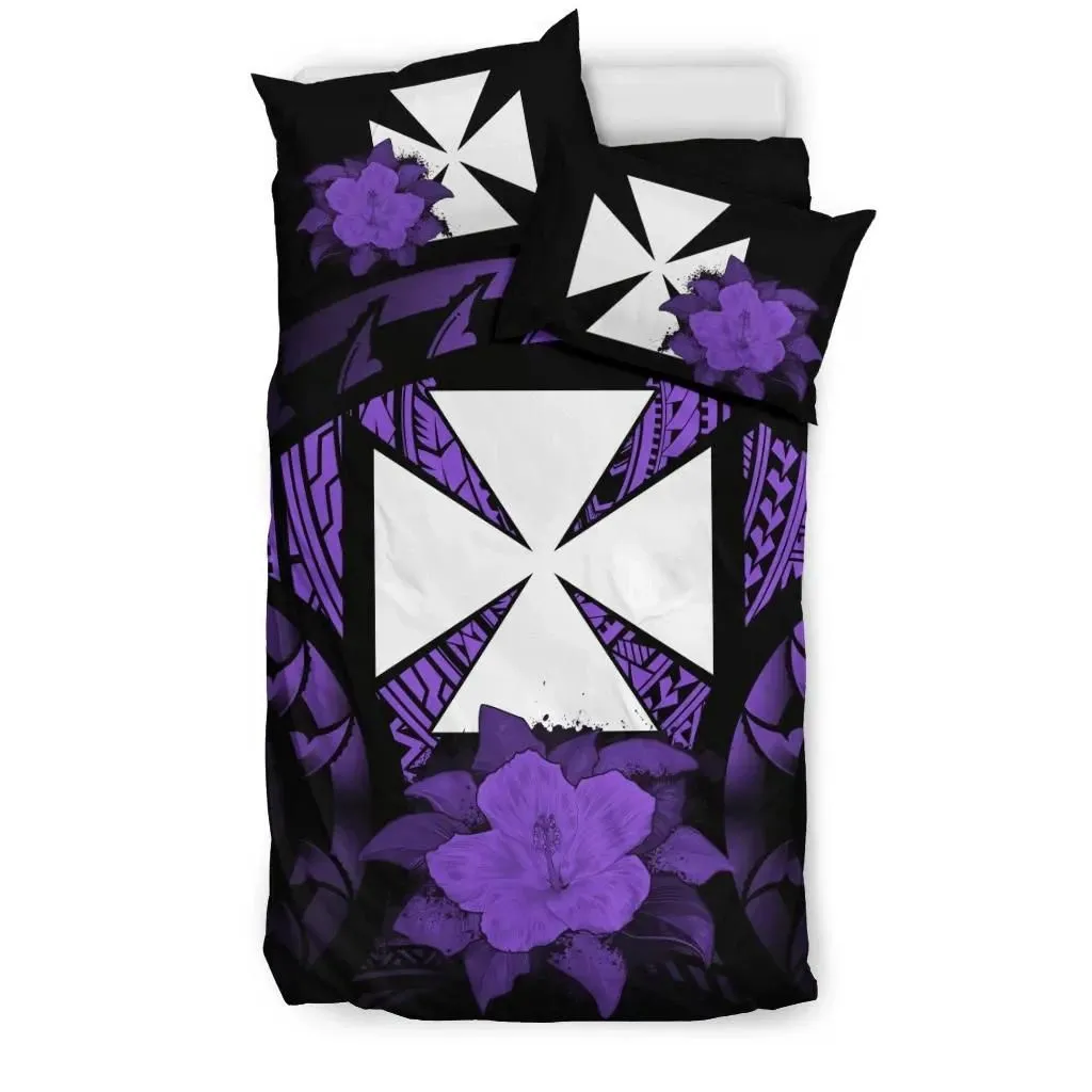 Alohawaii Bedding Set - Cover and Pillow Cases Wallis And Futuna Purple Hibiscus A02
