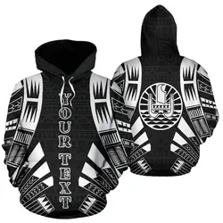 French Polynesia All Over Hoodie - Black Tattoo Style Custom - Bn01