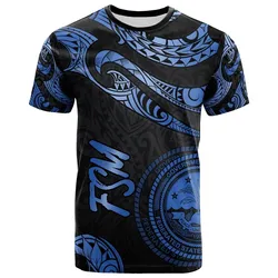 Federated States Of Micronesia T-Shirt - Poly Tattoo Blue Version