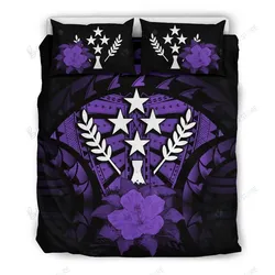 Kosrae Purple Hibiscus Black And Purple Bedding Set Bedroom Decor