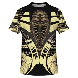 Polynesian Tattoo T Shirt Hibiscus Gold K7