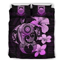 FamilyGater Bedding Set - Cover and Pillow Cases Tuvalu Islands Hibiscus Plumeria Mix Polynesian Turtle Pink J1