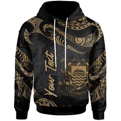 Tuvalu Polynesian Custom Personalised Hoodie - Poly Tattoo Gold Version