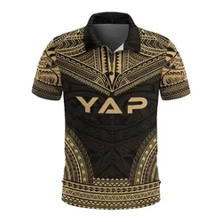 Yap Polo Shirt - Coat Of Arms Polynesian Chief Tattoo Gold Version