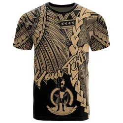 Vanuatu Polynesian Custom Personalised T shirt - Tribal Wave Tattoo Gold