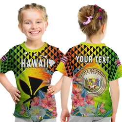 (Custom Personalised) Hawaii T Shirt KID Hawaiian Tribal Kanaka Maoli Hibiscus LT14