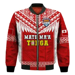 Tonga Rugby Bomber Jacket Mate Maa Tonga Pacific Ngatu White LT14