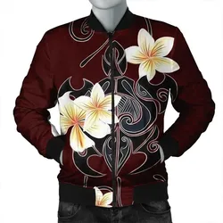 Alohawaii Jacket - Hawaiian Turtle Plumeria Polynesian Bomber Jacket Red - AH - JR