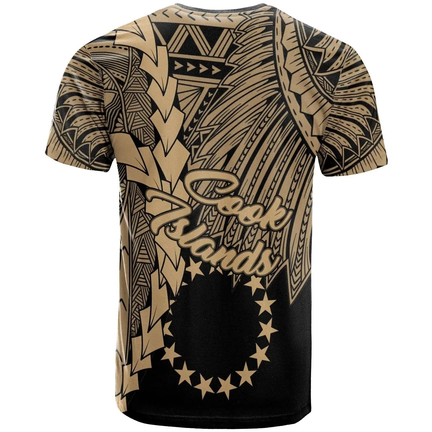 Alohawaii T-Shirt - Tee Cook Islands - Tribal Wave Tattoo Gold - BN12