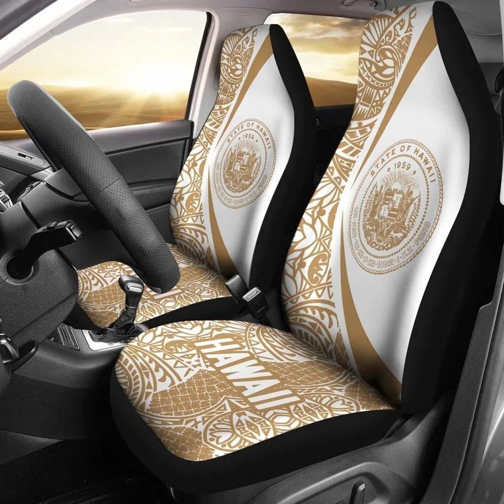Hawaii Coat Of Arm Polynesian Car Seat Covers - Circle Style 06