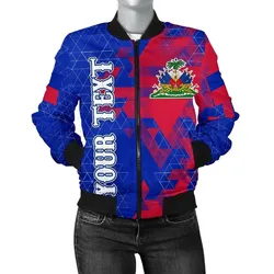 Haiti Personalised Womens Bomber Jacket - National Flag Polygon Style