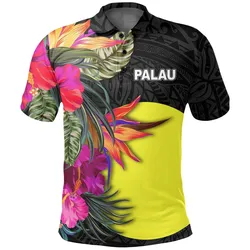 Palau Polo Shirt - Hibiscus Polynesian Pattern