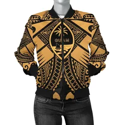 FamilyGater Jacket - Bomber Jacket Guam Polynesian - Guam Gold Seal with Polynesian Tattoo - BN18