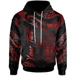Niue Polynesian Custom Personalised Hoodie - Poly Tattoo Red Version