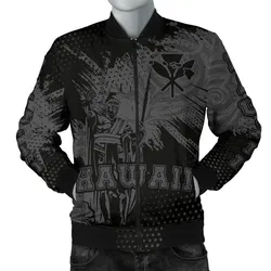 FamilyGater Jacket - King Kamehameha Hawaii Men's Bomber Jacket - Gray - Vincent Style - AH J91
