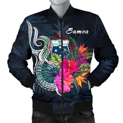 Samoa Polynesian Mens Bomber Jacket - Tropical Flower