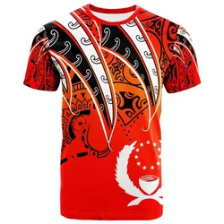 Pohnpei T shirt - Tropical Leaf Red Gradient Style