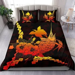 Papua New Guinea Polynesian Bedding Set - Swordfish With Hibiscus
