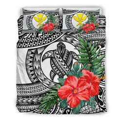 FamilyGater Bedding Set - Cover and Pillow Cases Kanaka Maoli (Hawaiian) - Polynesian Turtle Hibiscus White A24