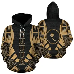 Chuuk State All Over Hoodie - Gold Tattoo Style - Bn01