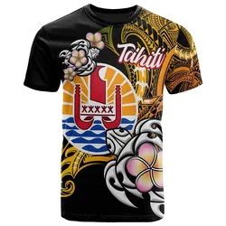 French Polynesia Tahiti T-Shirt - Tahiti Of Seal Turtle With Plumeria