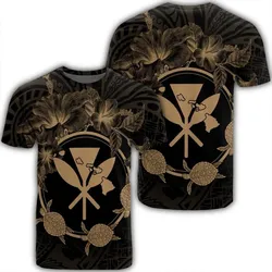 Alohawaii Tee - Hawaii Kanaka Turtle Hibiscus Polynesian T-shirt Anthea Style Gold - AH - J4R